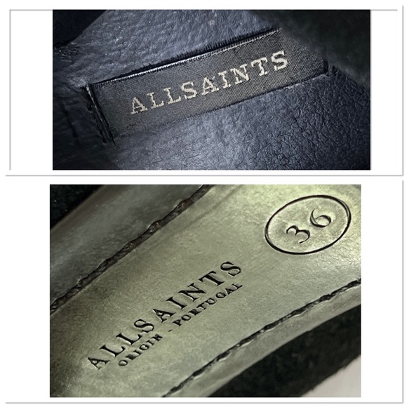 ALLSAINTS Black Suede Peep Toe Bootie Cross Strap Buckle Sandals Size 36 - Picture 12 of 16